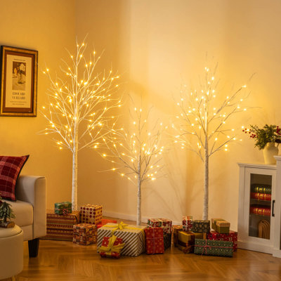 Arbre de Noël blanc illuminé 6 pi