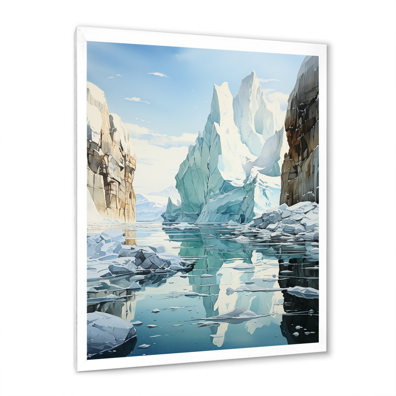 «Teal Iceberg», impression sur toile, H 20 po x l 12 po x P 1 po, Cadre photo blanc