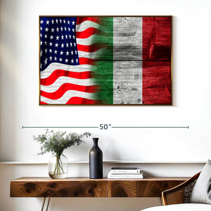 Nish des États-Unis et de l'Italie, Cadre flottant doré, 40 po x 27 po