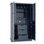 Armoire de cuisine autoportante avec 4 portes, 3 tiroirs, 6 tablettes et 6 supports à vin pour un rangement et une organisation efficaces
