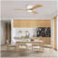 Ventilateur de plafond encastré de 52 po à pales en bois massif avec lumières Télécommande, moteur à courant continu silencieux, 6 vitesses, ventilateur de plafond réversible pour patio, salon, chambre à coucher, bureau, intérieur (blanc mat + naturel)