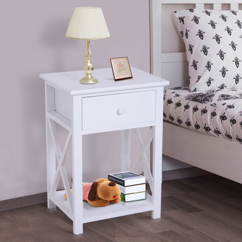 Dane End Table with Storage, White