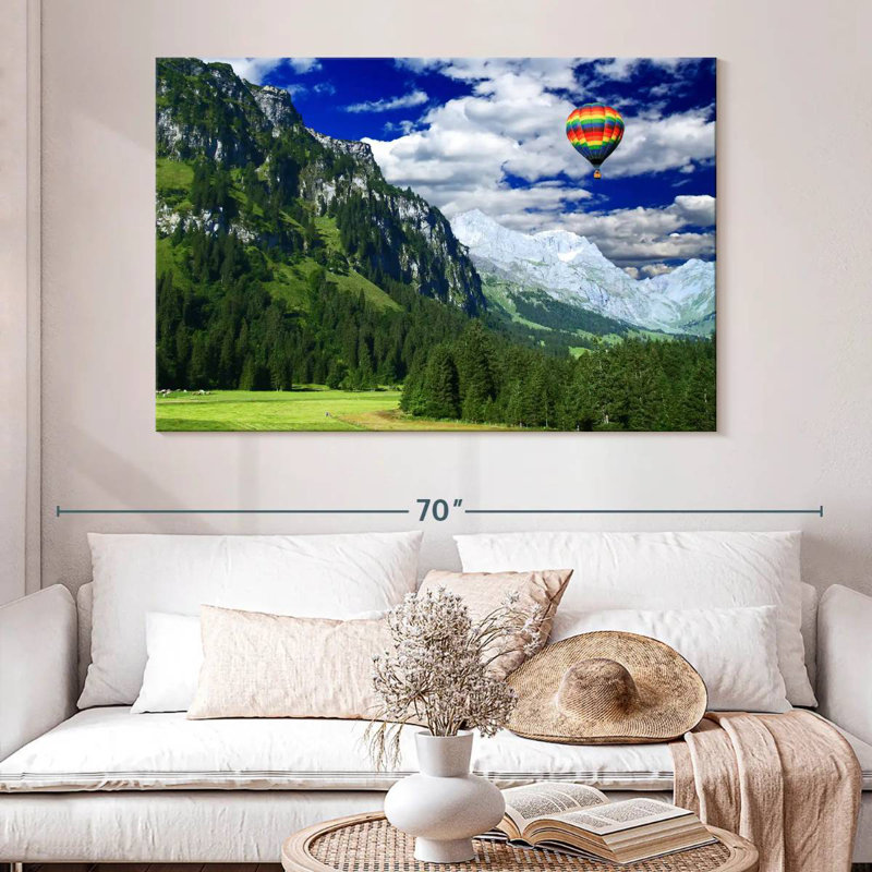 Alvord Hot Air Balloon Mountain Scene, 34" H x 51" W