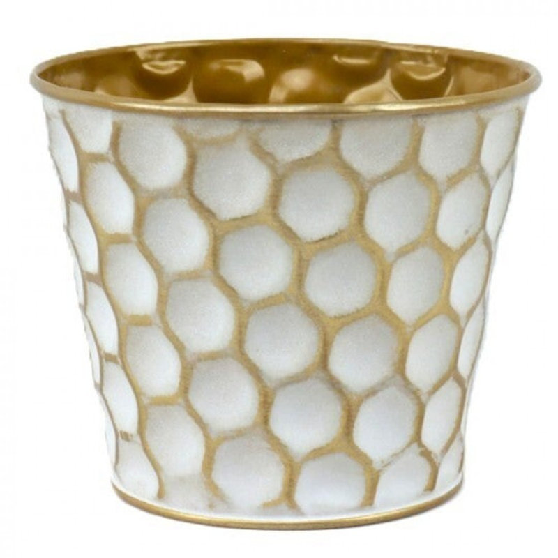 Wash And Metallic Honeycomb Pattern Bucket, H 5 po x l 5 po x P 4,25 po