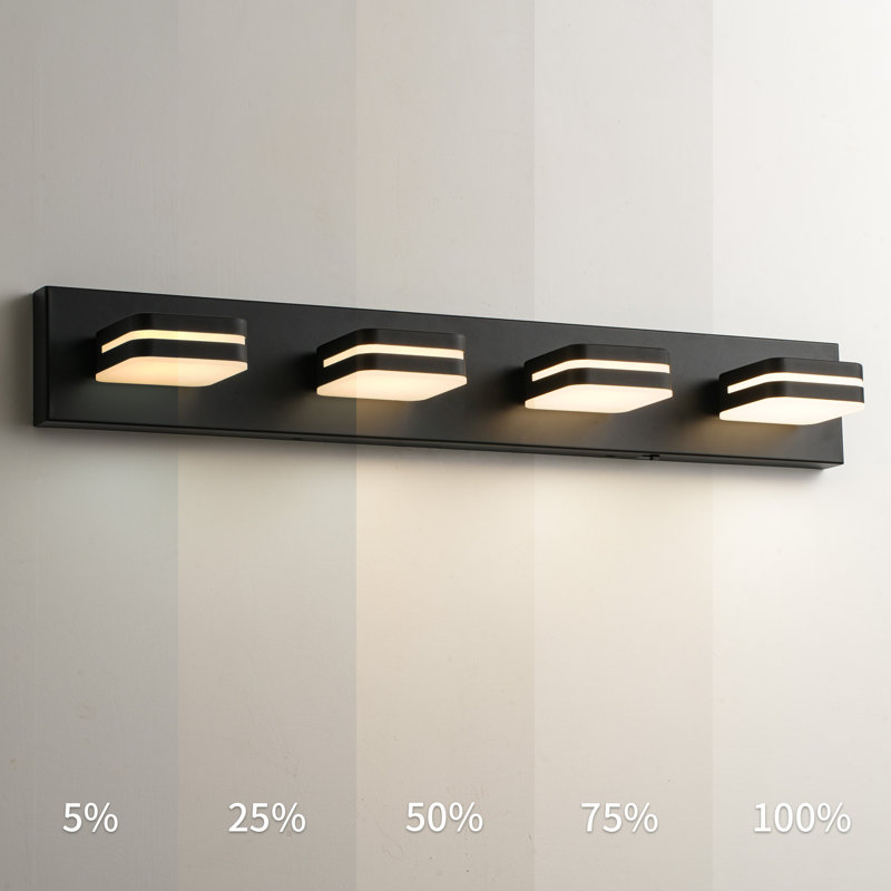 30" 4-Light LED Bathroom Vanity Light Bar, Adjustable 5 CCT, 24W, Matte Black, Matte Black, 4 Lights