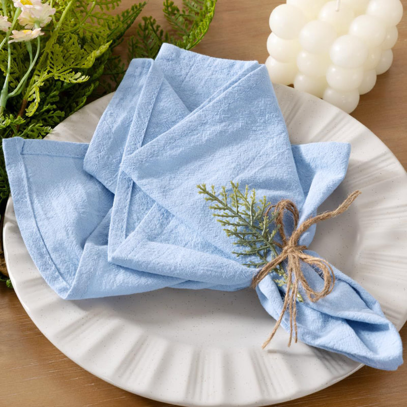 Serviette 100% coton carrée (ensemble de 4), Bleu