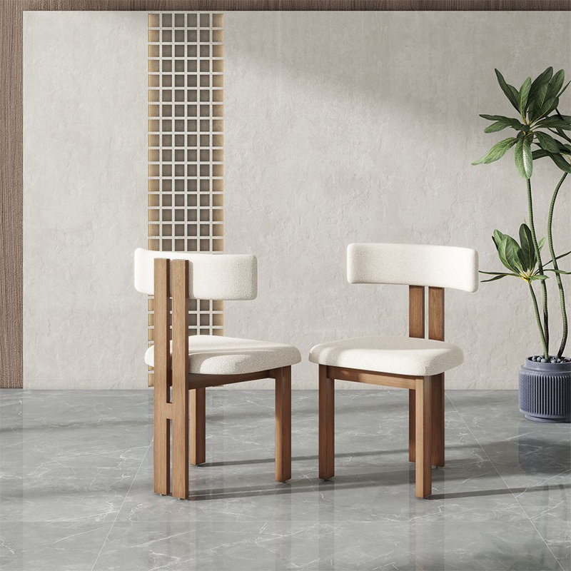 Mid-Centur Fully Assembled Solid Wood Dining Chairs,White & Walnut Side Chairs