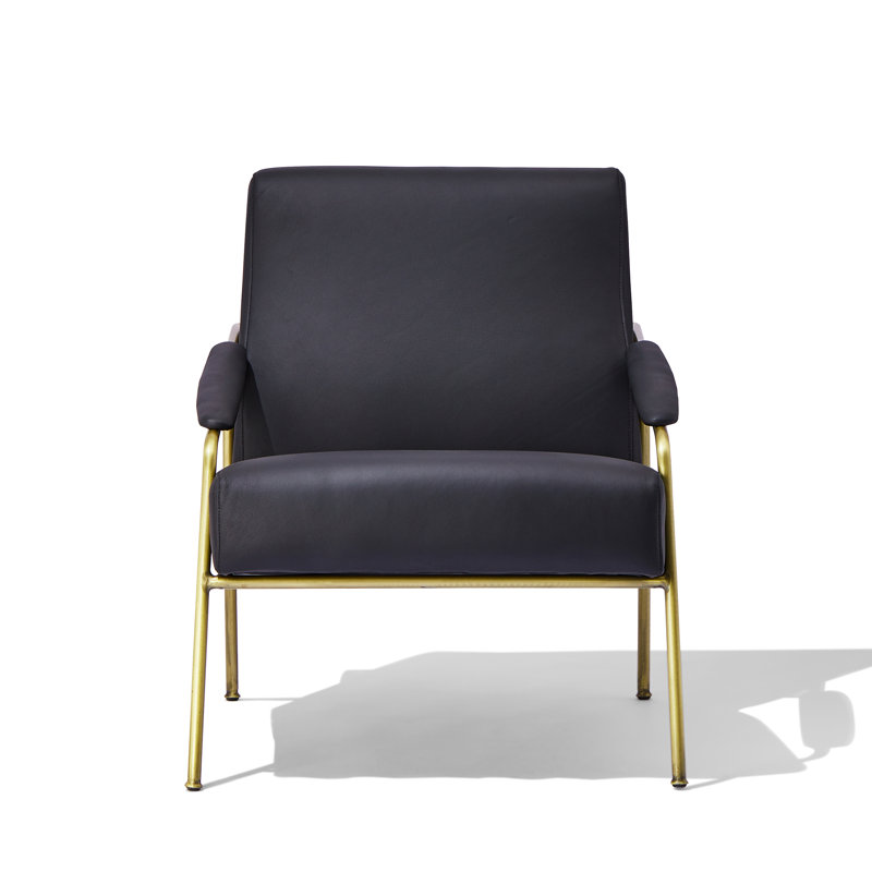 Chaise avec accoudoirs Strathearn, Cuir véritable noir