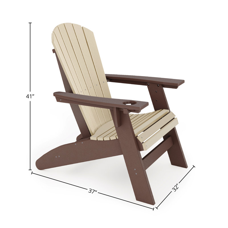 Kavia Outdoor Adirondack Chair With Table, Pecan Brown/Tybee Sand