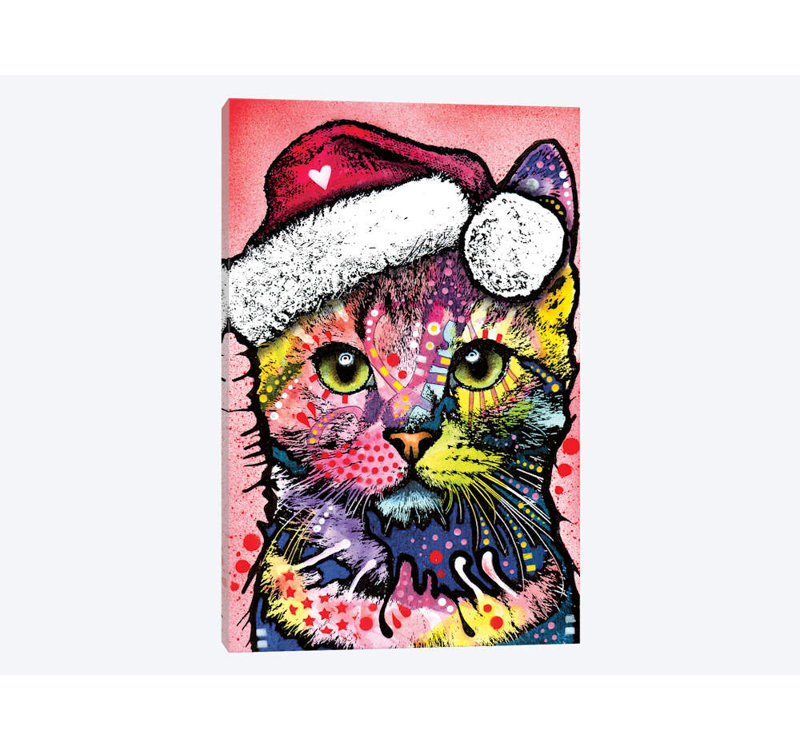 Christmas Cat by Dean Russo - Print on Canvas, 66.04 cm H x 45.72 cm W x 1.91 cm D, No Frame