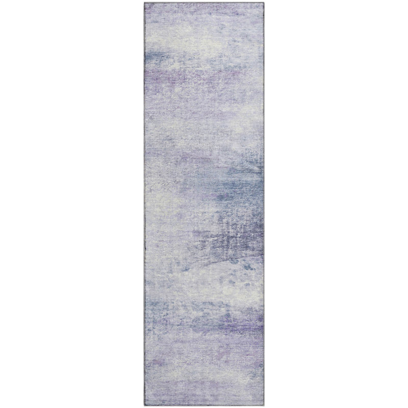 Tapis abstrait lavable à la machine de qualité supérieure Mayfield AMF2402, Lavande, Tapis de couloir 2 pi 3 po x 7 pi 6 po
