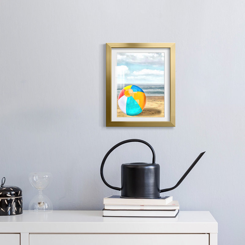 Beach Ball I -Framed Print, 28.5'' H x 20.5'' W, Gold