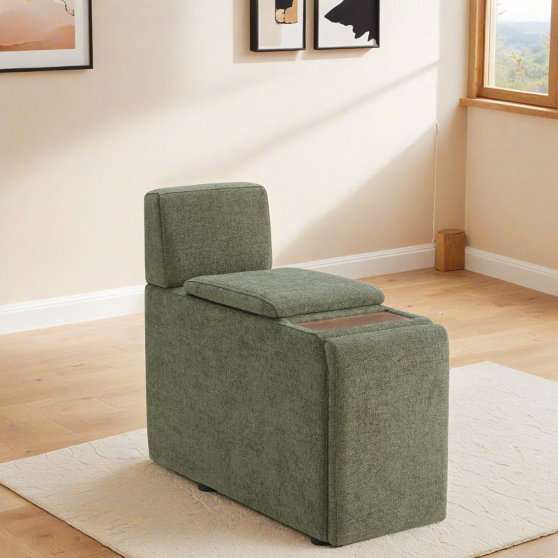 Winfree Storage Sofa Console With Cup Holders, Moss Green