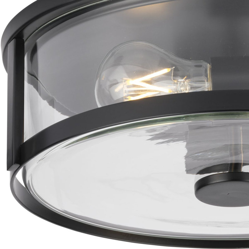 Plafonnier encastré en verre Assa, Transparent, Noir mat