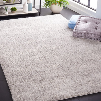 Tapis gris / ivoire en polyester tissé à plat Clemts