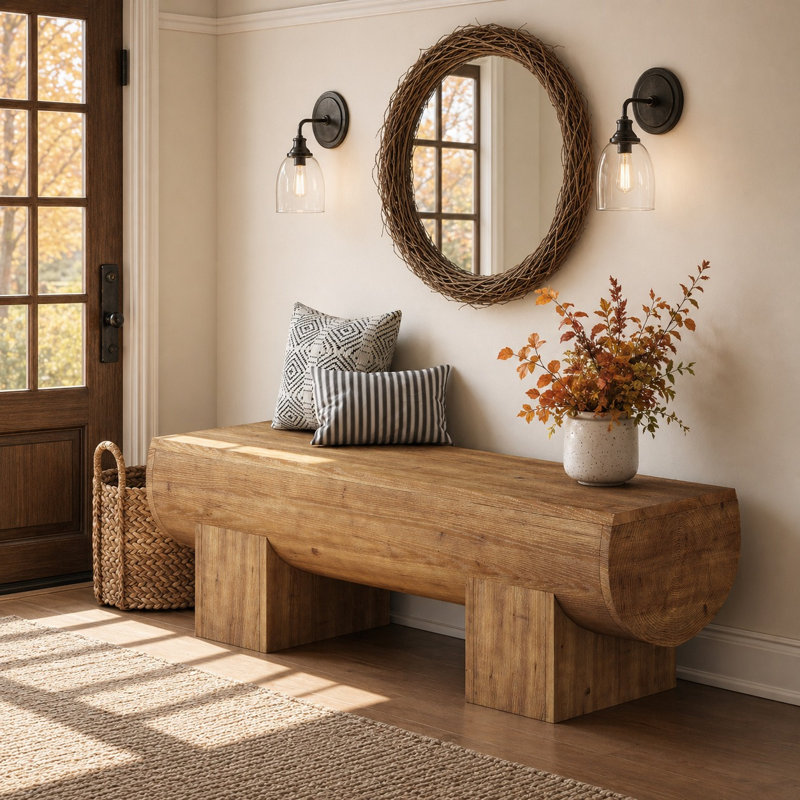 Banc d'entrée en bois massif, banc de ferme 47 po