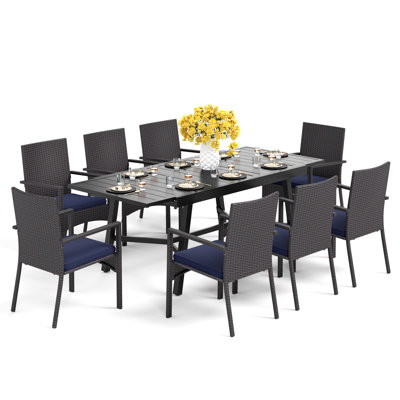 Rectangular 8 - Person 90" Long Dining Set with Cushions