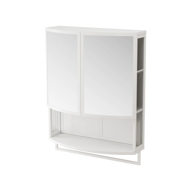 Armoire à double porte avec tablette ouverte et porte-serviettes, Blanc