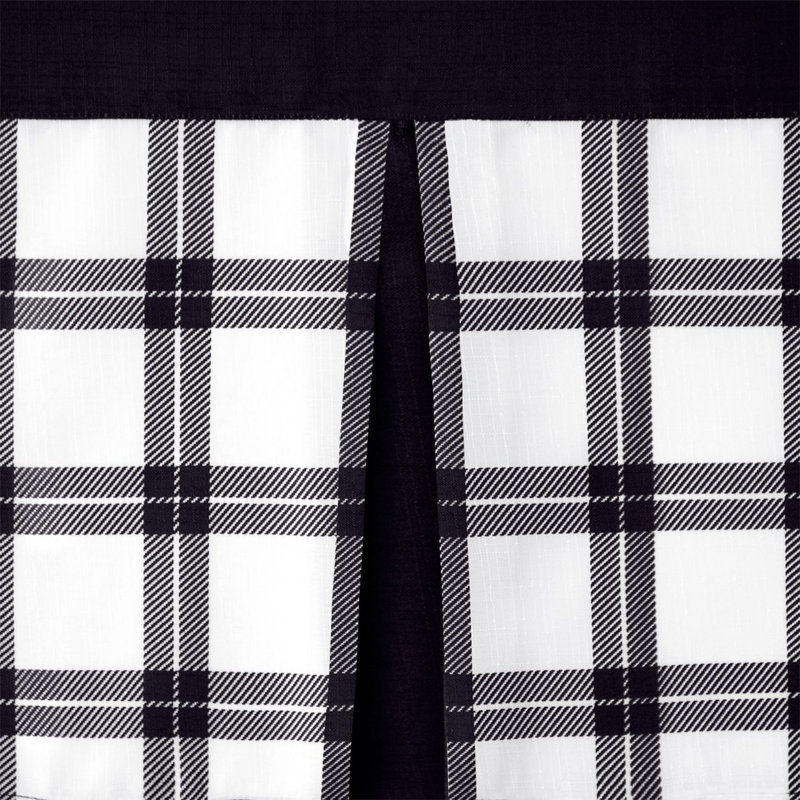 Plaid Tailored Kitchen Curtain, 36" W x 58" L, Black