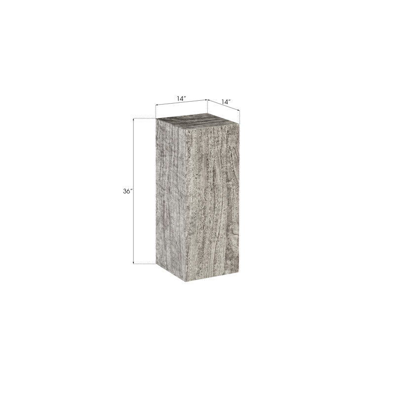 Piédestal prisme, H 36 po x l 14 po x P 14 po, Gris