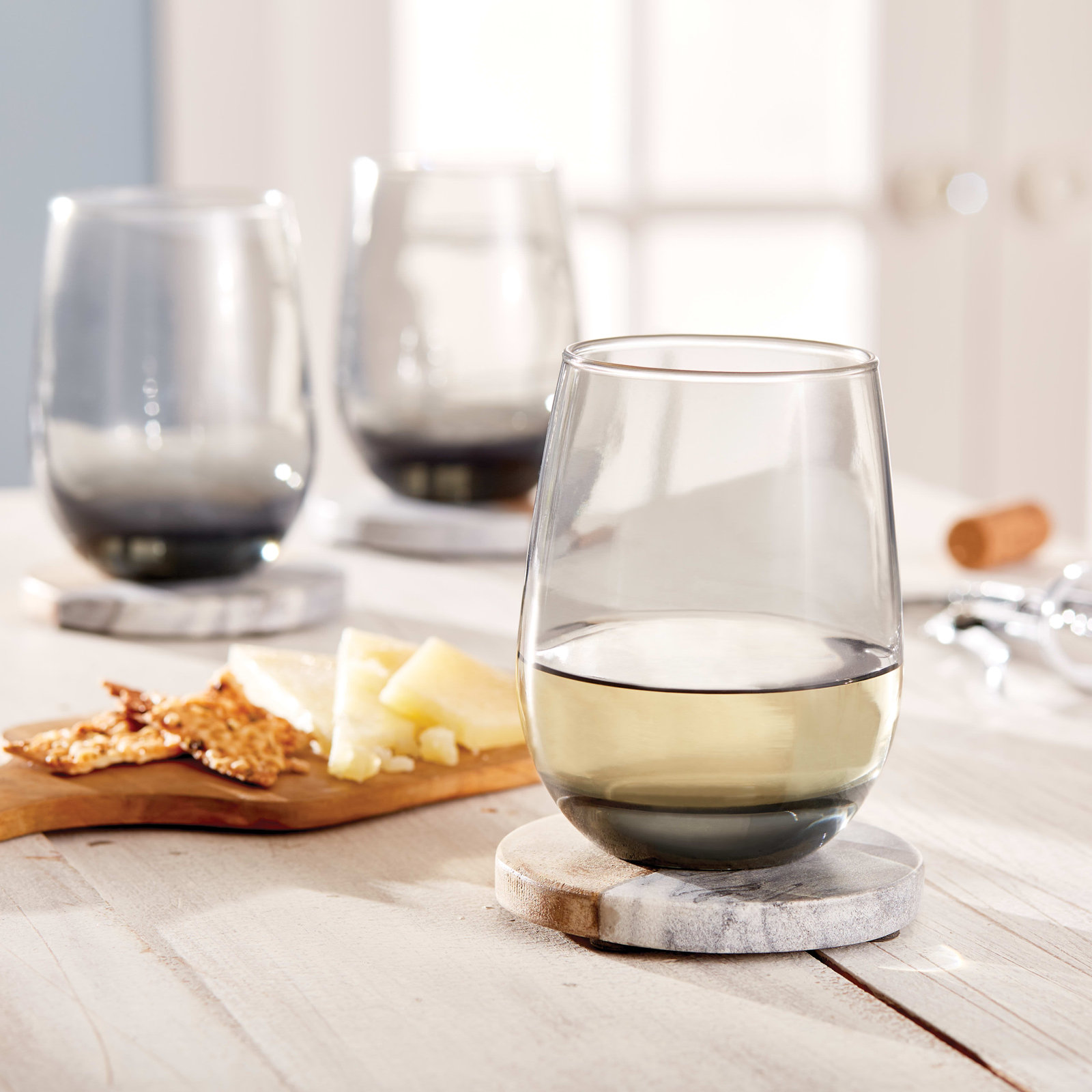 Classic Stemless Wine Glass, Smoke