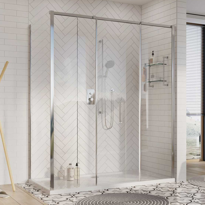 Seren 2000mm H Semi-Frameless Fixed Glass Panel with Glass, 800mm W