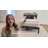 Bed Frame With Charging Station, Storage Headboard And Led Lights, Industrial Platform Bed With Metal Slats-521136084-524885024