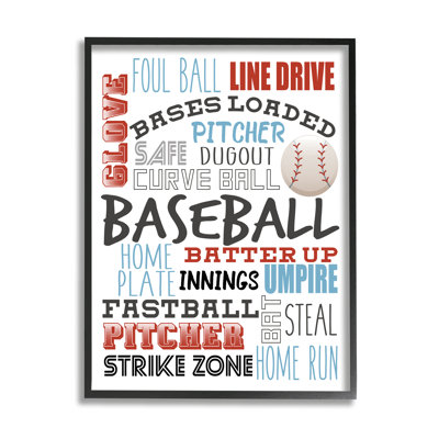 " Baseball Sports Terms Red Blue Typography Kids' Hobby " by Kim Allen
