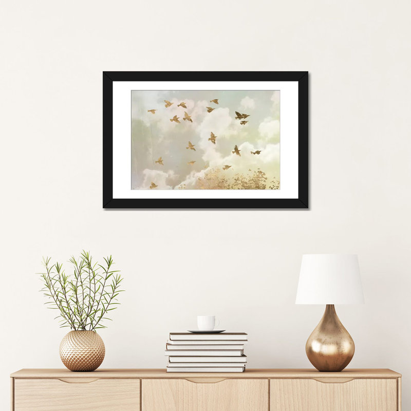 « golden flight ii », reproduction sur toile tendue, Toile tendue, Blanc, H 24 po x l 32 po x P 1 po