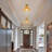 1-Light Brass Flush Mount Ceiling Light, Dimmable, E26 Base, Amber Glass Shade, ETL Certified-62591621