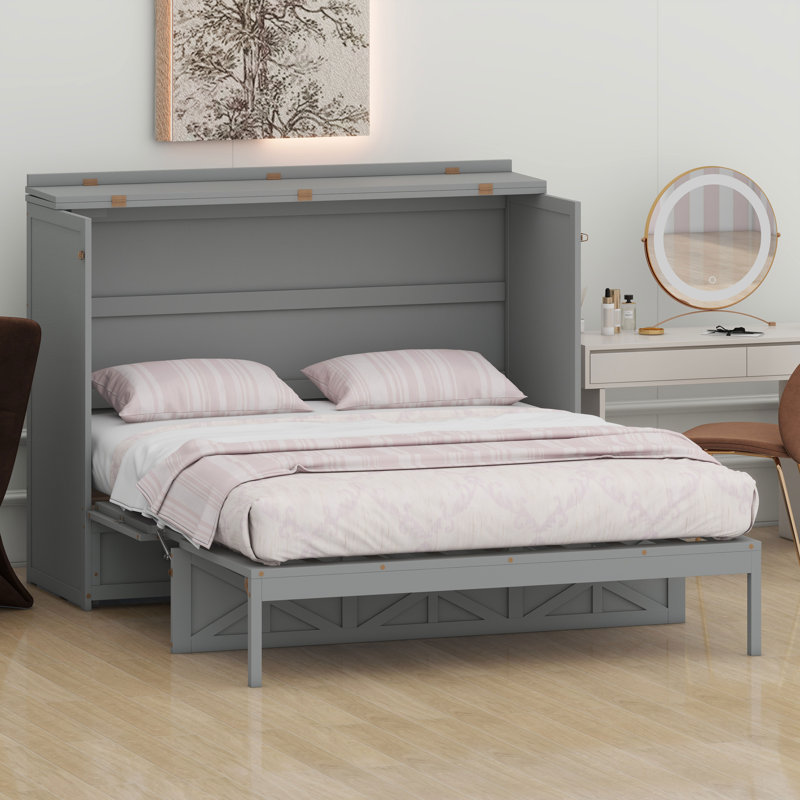 Armoire murale Murphy avec tiroirs intégrés et station de charge USB, Gris