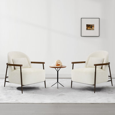 Mariona Faux Sherpa Upholstered Accent Chair with Lumbar Pillows