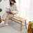 Woven Design Soild Wood Bench-581839896