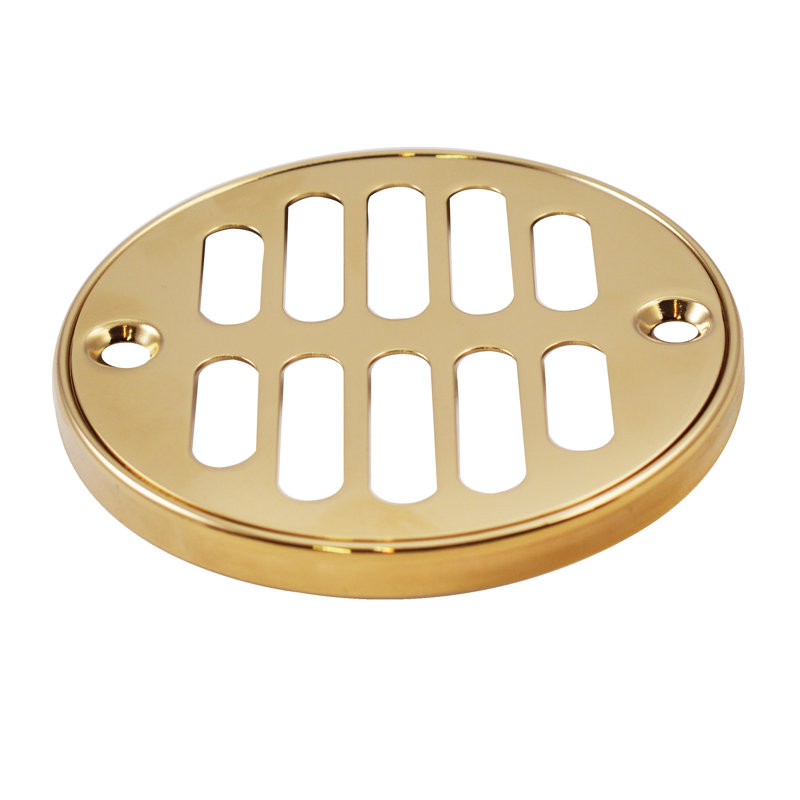 Couvercle de drain de grille de douche rond en laiton avec couronne, Laiton poli