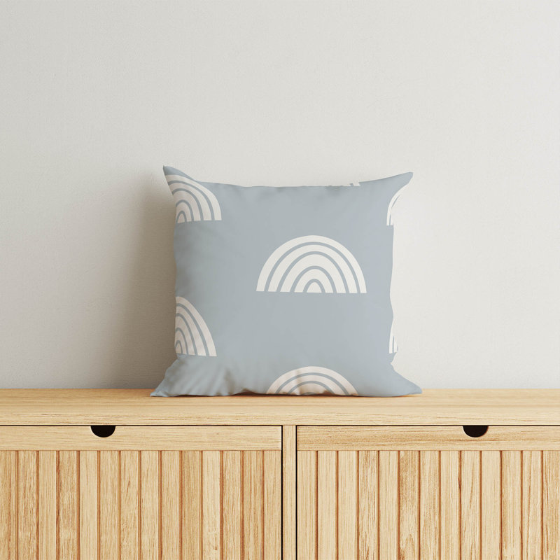 Coussin Plain Bows Match, H 20 po x l 20 po, Bleu ardoise / ivoire
