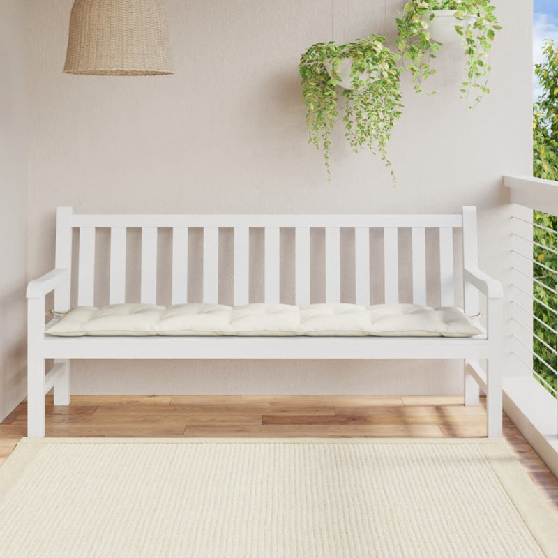 Ebern Designs Garden Bench Cushion 2.8" Fabric, Melange Cream, 70.9" W x 19.7" D