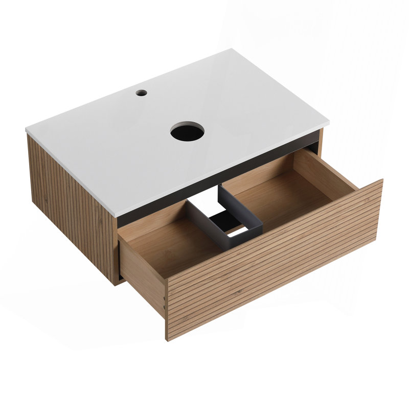 30'' Wall-Mounted Bathroom Vanity & 1-Soft-Close Drawer (Excluding Sink)