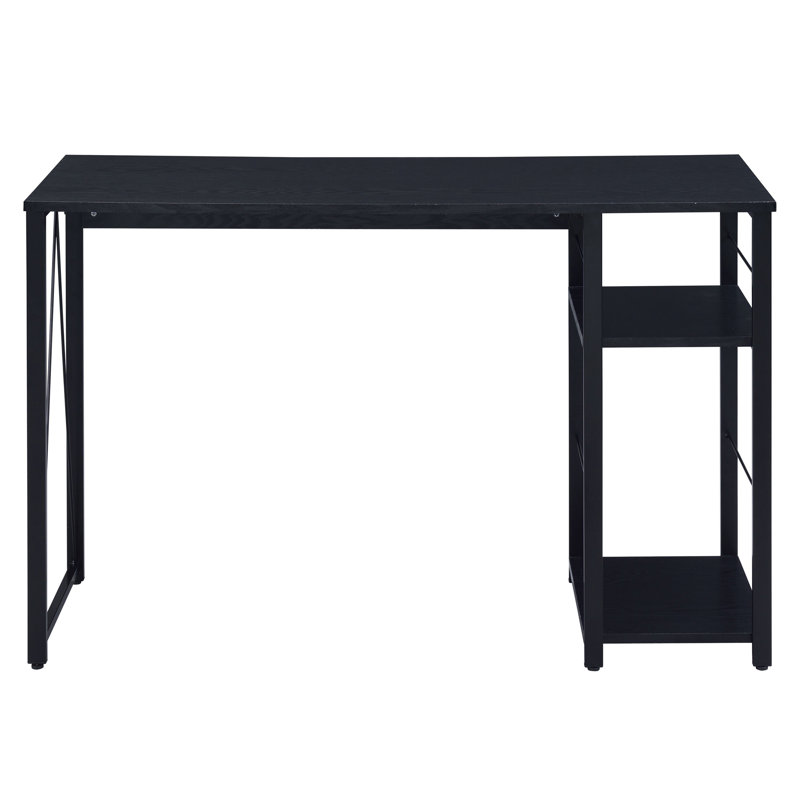Bureau d'écriture rectangulaire noir à 2 tablettes, Noir