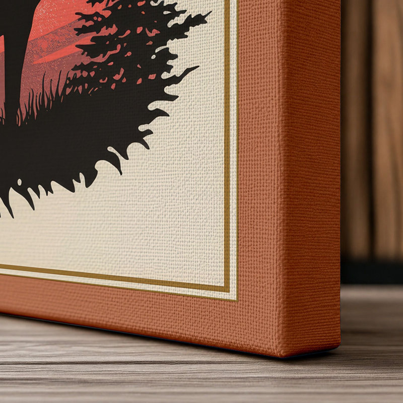 Deer in Golden Light Scandinavian - Wrapped Canvas, 24x16 - 61.0 x 40.6 cm, Terracotta Border