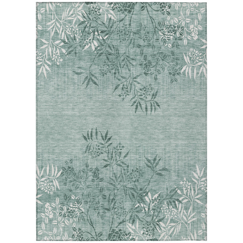 Lacari Washable Floral Indoor / Outdoor Rug, Rectangle 5' x 7'6"