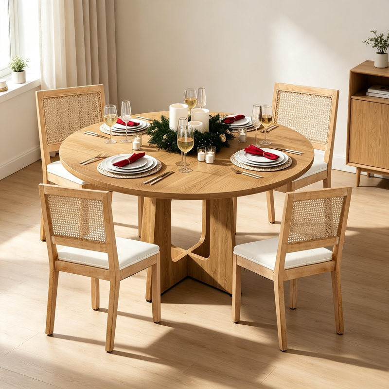Ensemble de table à manger de style campagne moderne (la couleur du bois naturel varie légèrement)
