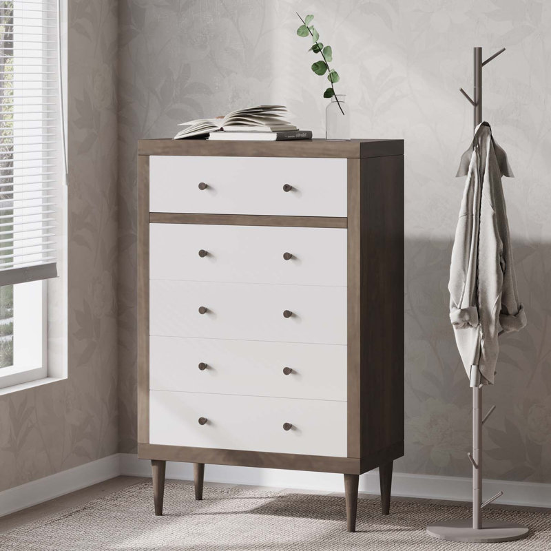 Commode à 5 tiroirs, Blanc