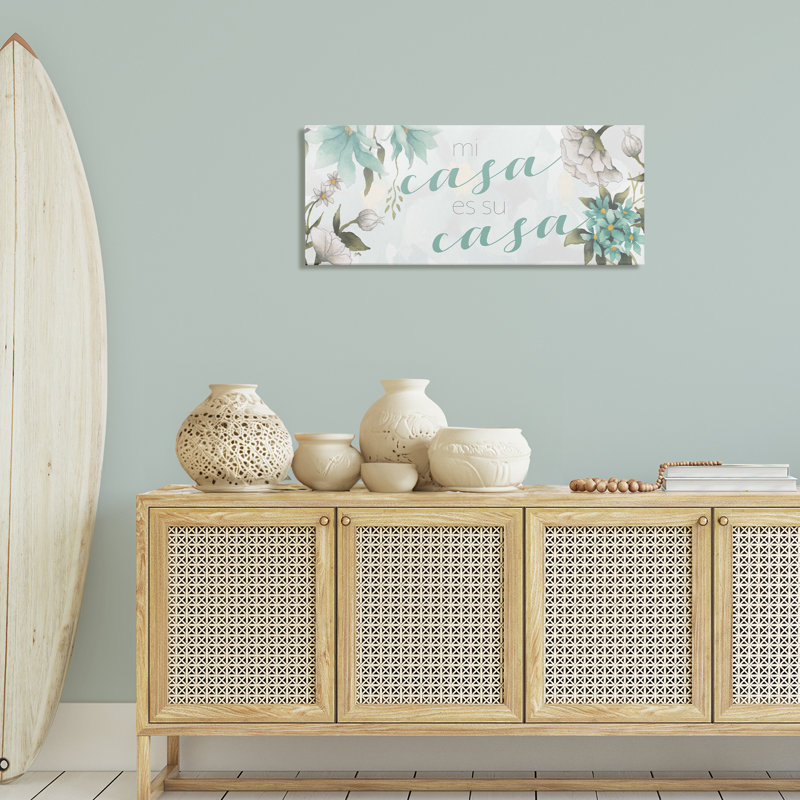 Art mural sur toile Mi Casa Su Casa Flores par Elizabeth Medley, H 17 po x l 40 po