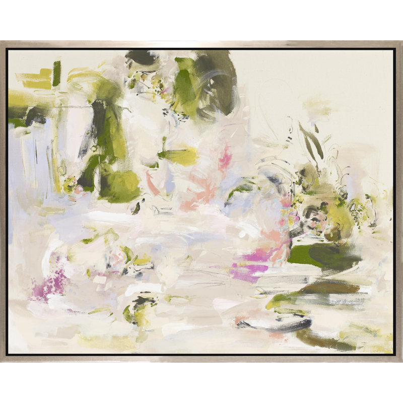 Lily Pond - peinture sur toile, Encadrement argenté