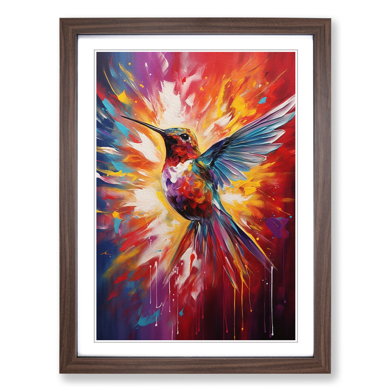 Hummingbird Abstract No.3 - Framed Print, Walnut Framed, 64cm H x 46cm W x 2cm D