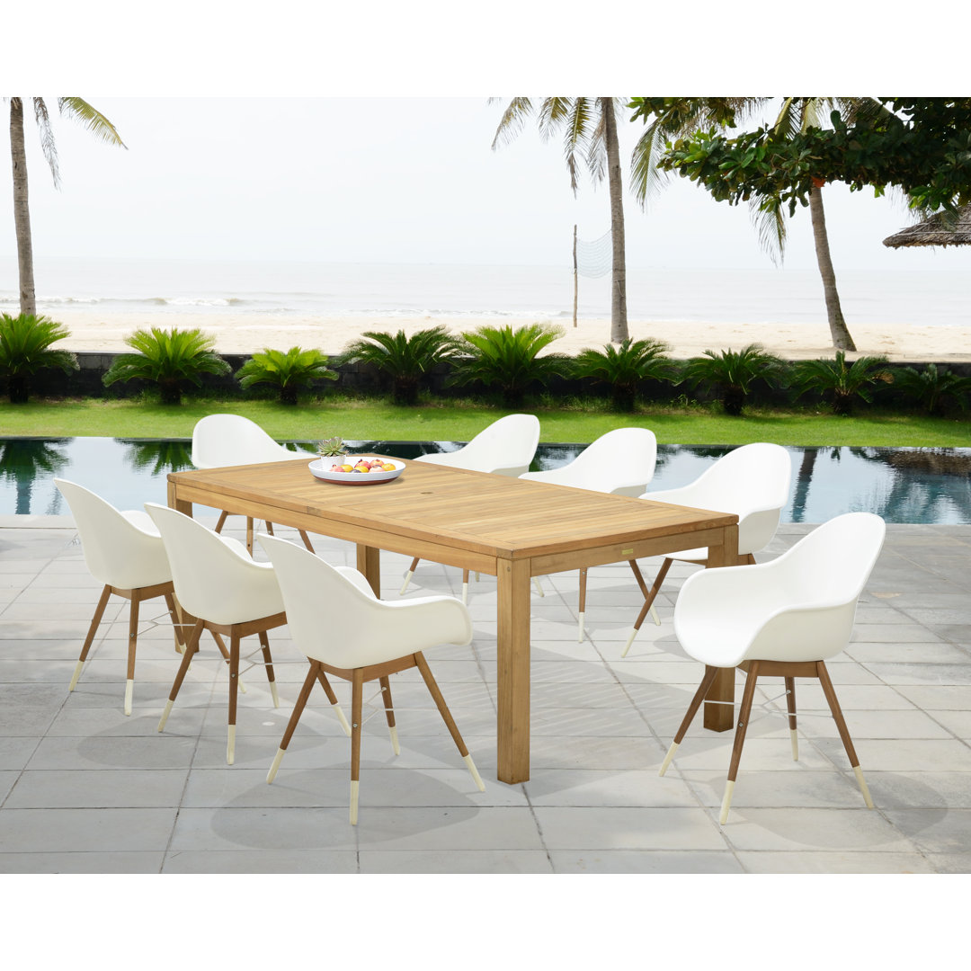 Anautica 8 - Person Wood Patio Dining Set with Rectangular Table Lark Manor™