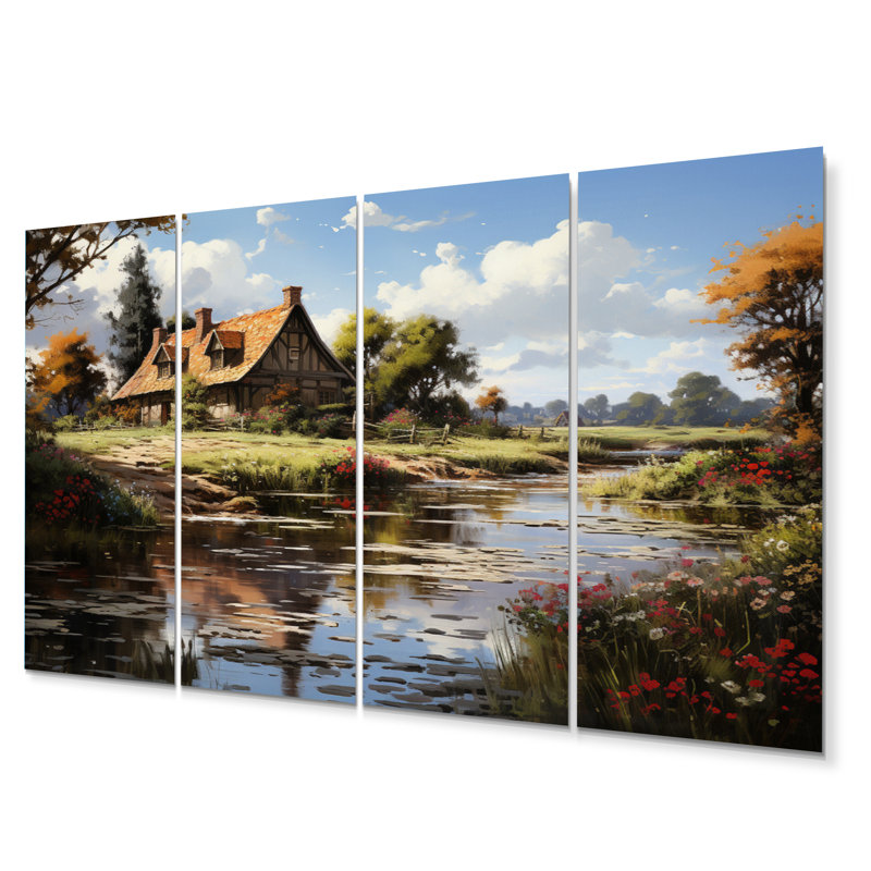 Danemark, campagne, idylle - campagne, ensemble de reproduction d'art en métal