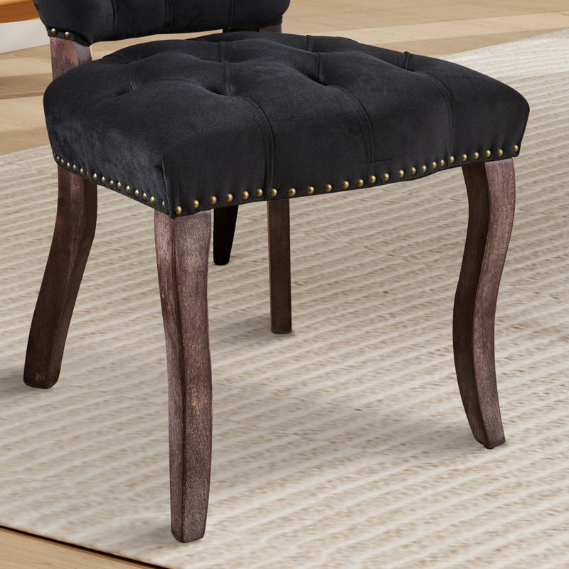 Chaise d'appoint capitonnée (ensemble de 2), Noir