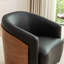Fauteuil demi-tonneau pivotant en similicuir Delwood-1251969350