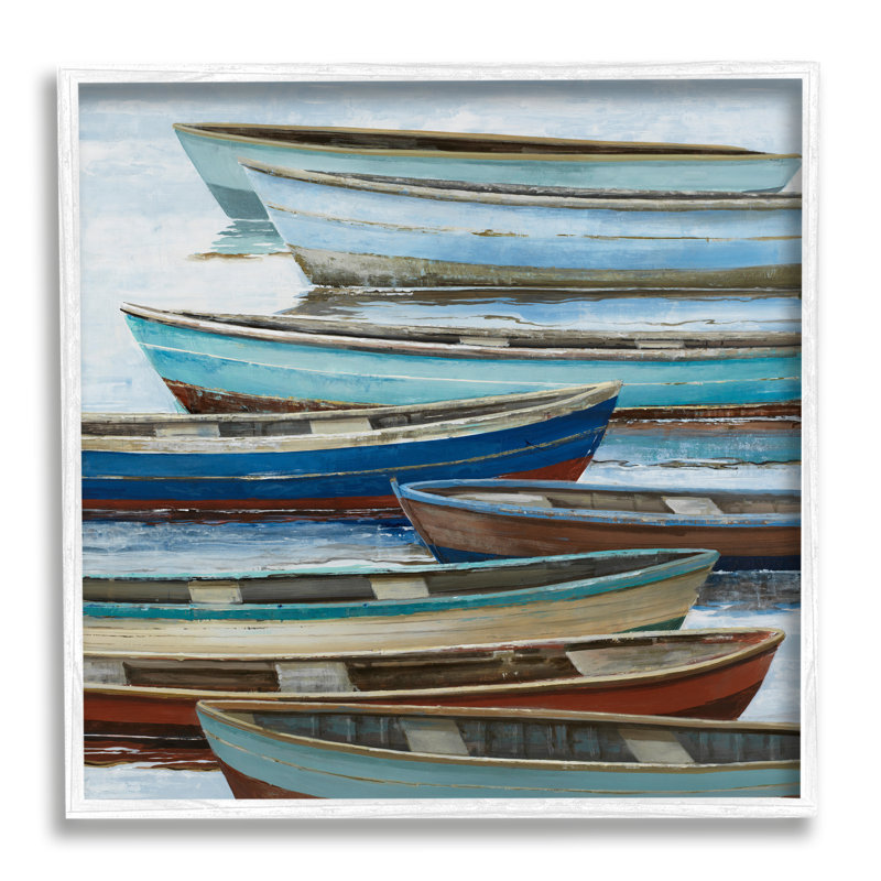 Ba-035, reproduction encadrée de canots rustiques sur un lac par Max Maxx, H 24 po x l 24 po x P 1,5 po